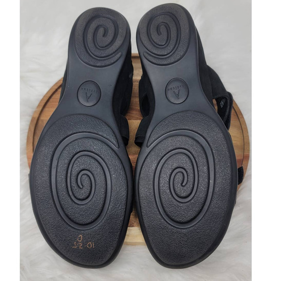 Clarks Artisan Black Nubuck Leather Open Toe Slingback Sandals Women's Size 12 - Picture 6 of 6